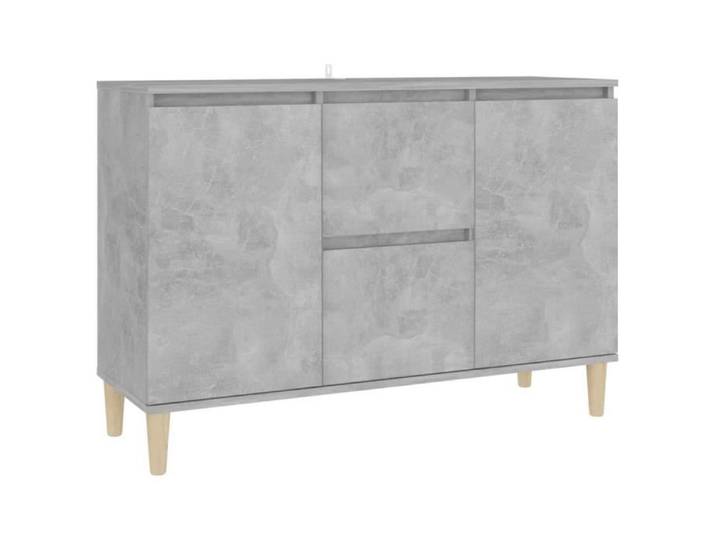 Buffet bas - FYDUN - 103 5x35x70 cm - Gris béton - Aggloméré - 2 portes 2 tiroirs