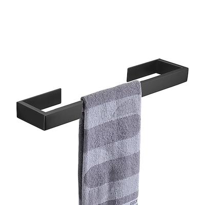 Badezimmer-Accessoire-Set, selbstklebende mattschwarze Edelstahl-Hardware umfasst Kleiderhaken, Handtuchhalter, Handtuchhalter, Toilettenpapierhalter, für Zuhause und Hotel
