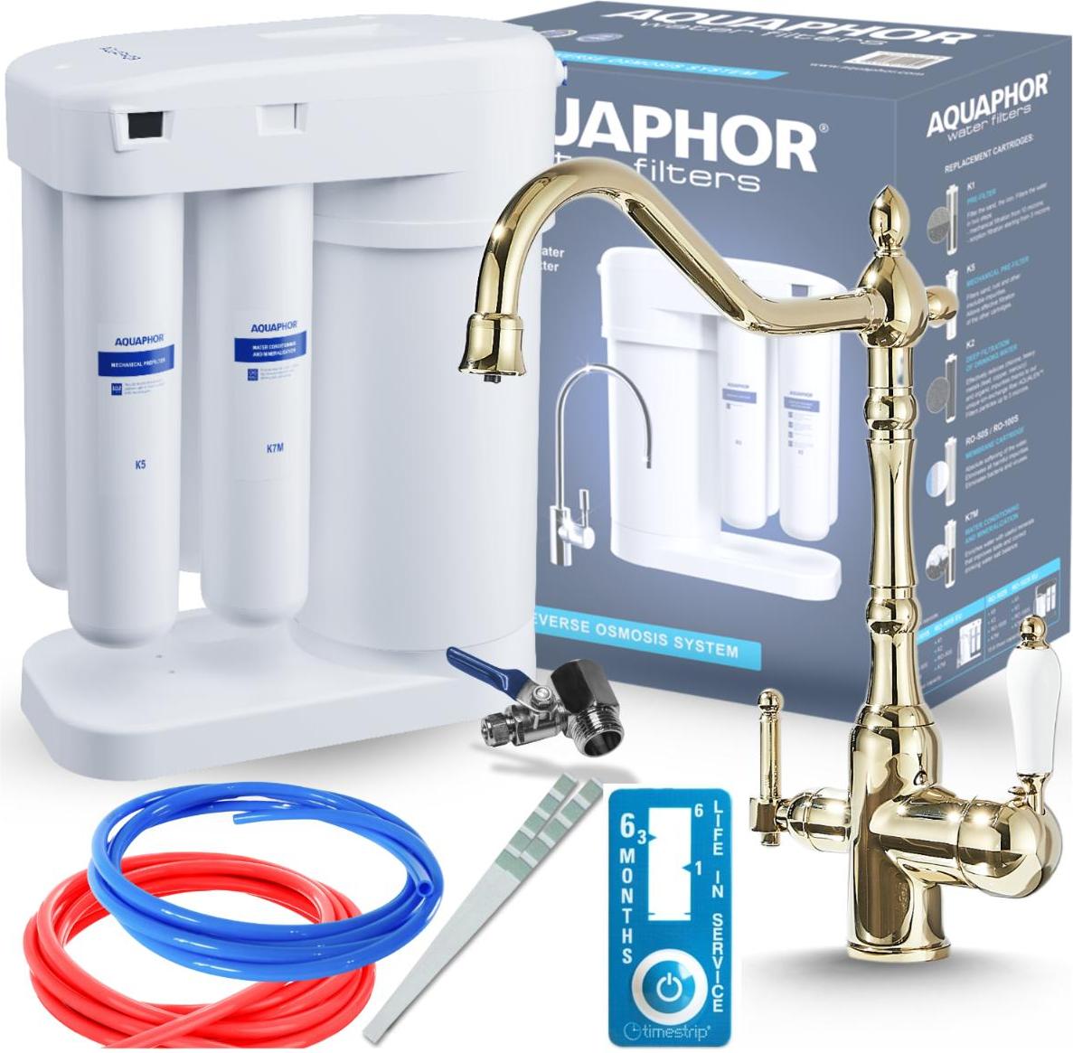 Wasserfilter Set Morion mit 3-Wege Küchenarmatur Ari Retro 2, Umkehrosmose, Wasserfilter-Anschluss, Chrom