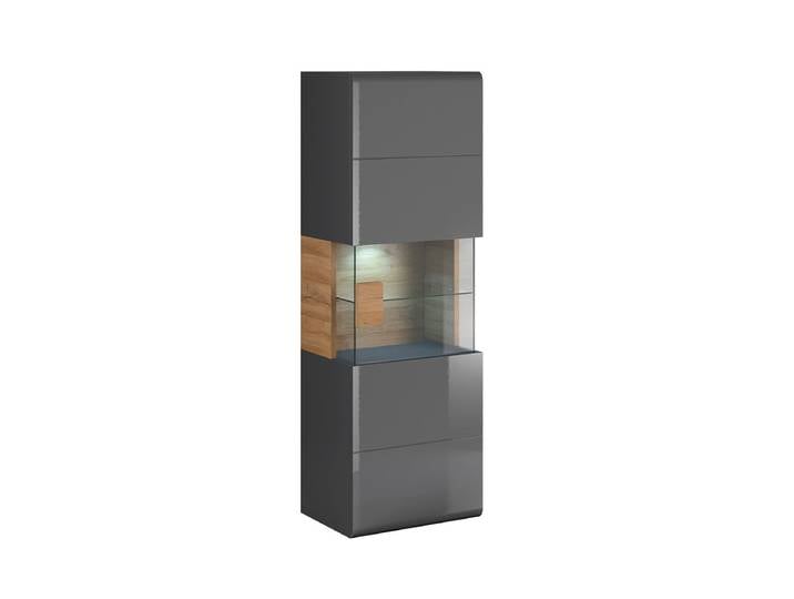 Vitrine murale 1 porte avec LED Jules Gris et Bois