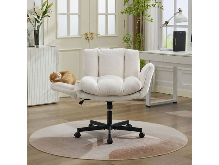 Chaise de bureau pivotante moderne Chenille L'étude Crème / Beige Plus qu'une simple chaise de bureau! Beige Vanité et salon