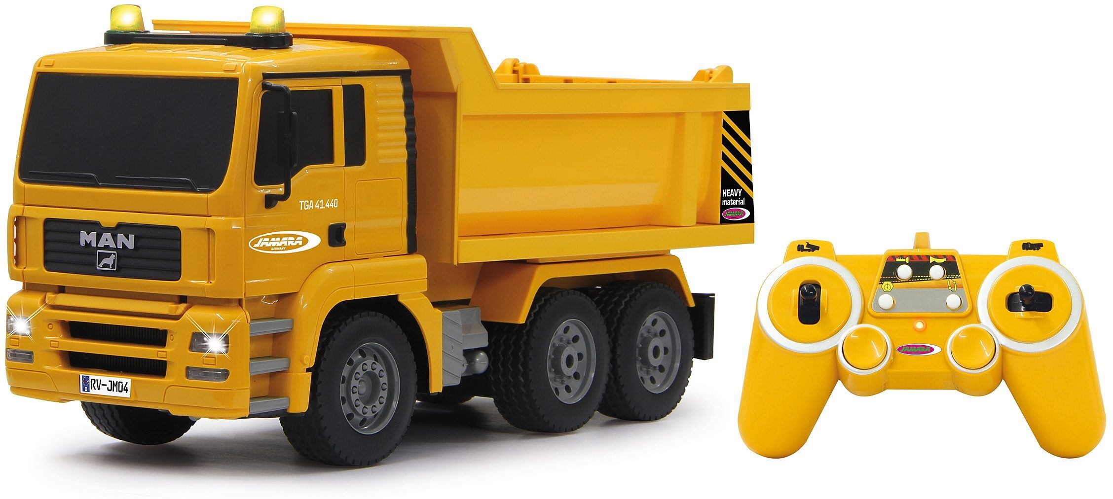 RC-Truck JAMARA "Muldenkipper MAN 2,4 GHz", gelb, Fernlenkfahrzeuge, KinderB:36cm H:18cm T:14cm, Kunststoff, RC-Truck, mit Signallichtern, B:36cm H:18cm T:14cm