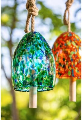 Evergreen Art Glass Speckle Light Blue Bell Chime