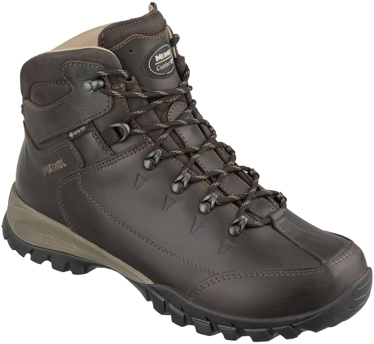 Wanderschuh MEINDL "Trento GORE-TEX", Herren, Gr. 45, Normalschaft, dunkelbraun, Nubukleder, unifarben, Schuhe Wanderschuh, Mehr Zehenfreiheit, wasserdicht & stabiler Auftritt dunkelbraun 45, Normalschaft