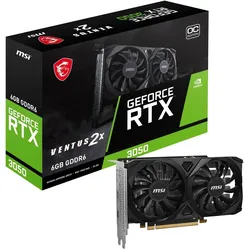 MSI GeForce RTX 3050 Ventus 2X E OC (6 GB, GDDR6), Grafikkarte, Schwarz