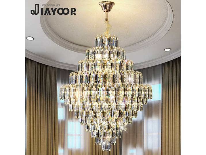 Lumière de luxe Led lustre en cristal décoration de la maison Duplex bâtiment phares salon escaliers Villa hôtel hall éclairage
