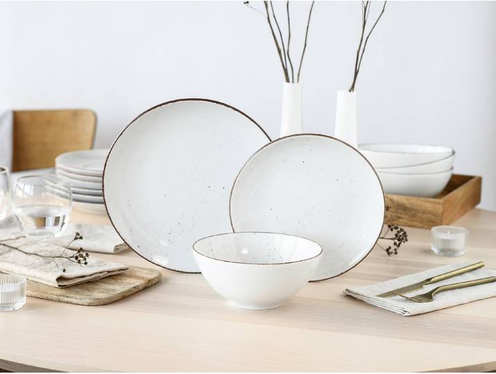 creaTable Teller-Set Vintage, Teller Set 12-tlg. (12-tlg), 4 Personen, Porzellan, Naturverbundenes Design, Handgemalt