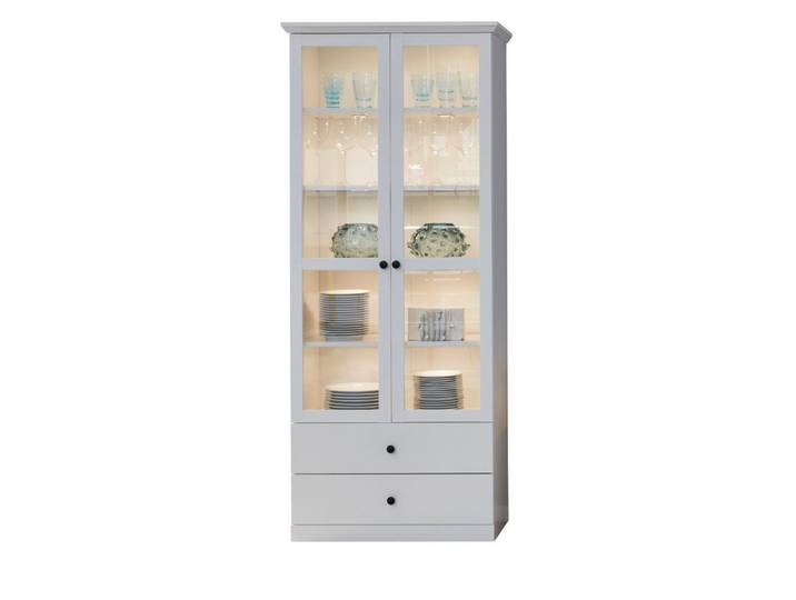 trendteam Stauraumvitrine Baxter (Vitrinenschrank in Landhaus weiß, 2-türig, 81 x 196 cm) mit Schubladen