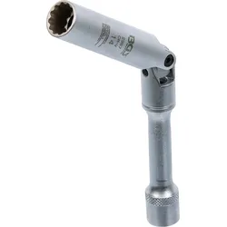BGS Zündkerzen-Gelenkeinsatz Zwölfkant, extra lang | Antrieb Innenvierkant 10 mm...