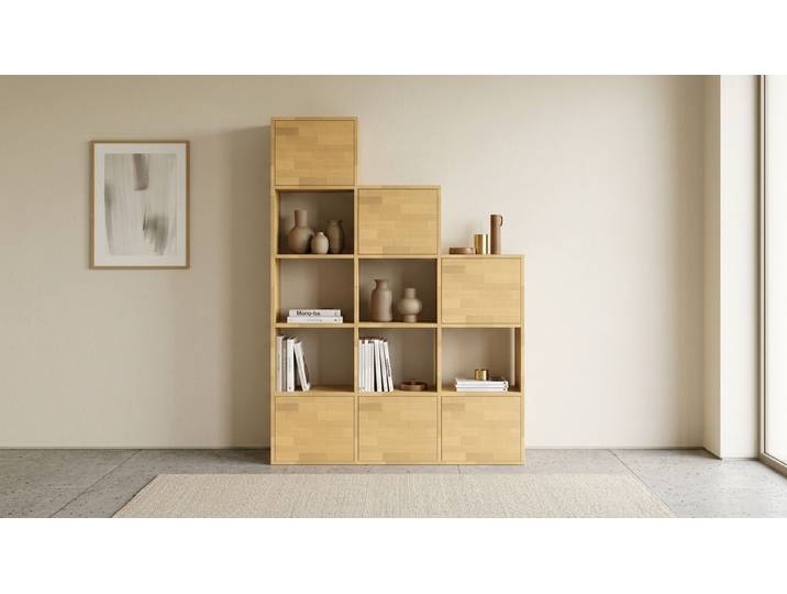 Étagère escalier bois massif sur mesure Pickawood Hêtre Naturel huilé
