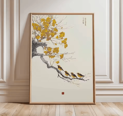 Inspire Curations Japanese Zen Pine Tree Canvas Poster Minimalist Oriental Wall Art Decor tl1748 30x45cm No Frame