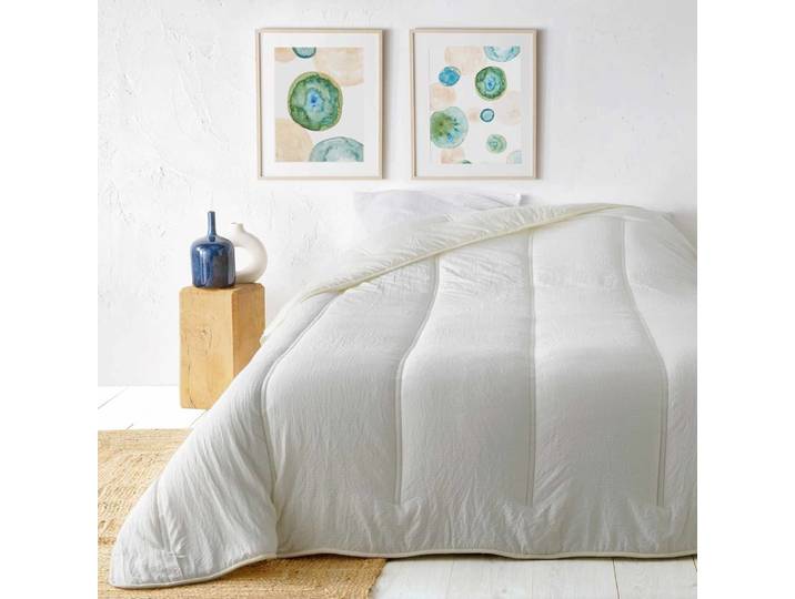 Jeté de lit uni polyester crème 240x260 cm