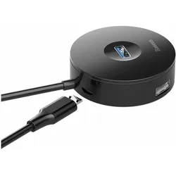 Baseus Hub 4in1 USB to 3.0+ 3x 2.0 15cm black (USB-A, 4 Ports), Dockingstation + USB Hub, Schwarz