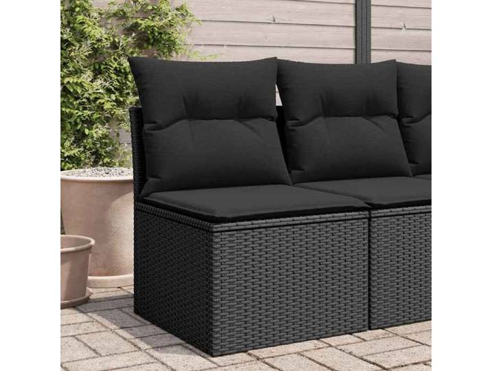 Canapé de Jardin sans Accoudoirs Coussins Siège avec Housse Meuble de Terrasse Patio Balcon Extérieur Noir Résine 365961