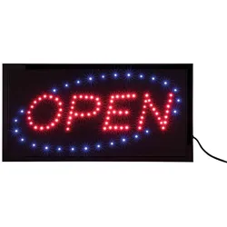 Securit® LED-Leuchtschild "Open" – RGB LED Licht mit verschiedenen Programmen – 220 V AC Adapter – 130cm Kabel