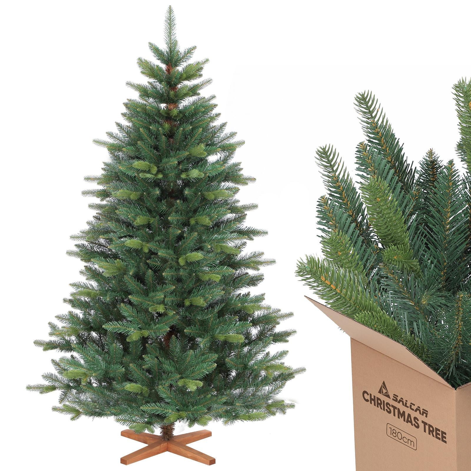 Salcar Kunstkerstboom Nordmannspar van PE/PVC met houten voet, 180 cm