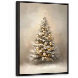 LEINWAND Bilder mit Rahmen - Weihnachten - Weihnachtsbaum - Schnee - Kunst - 30x40