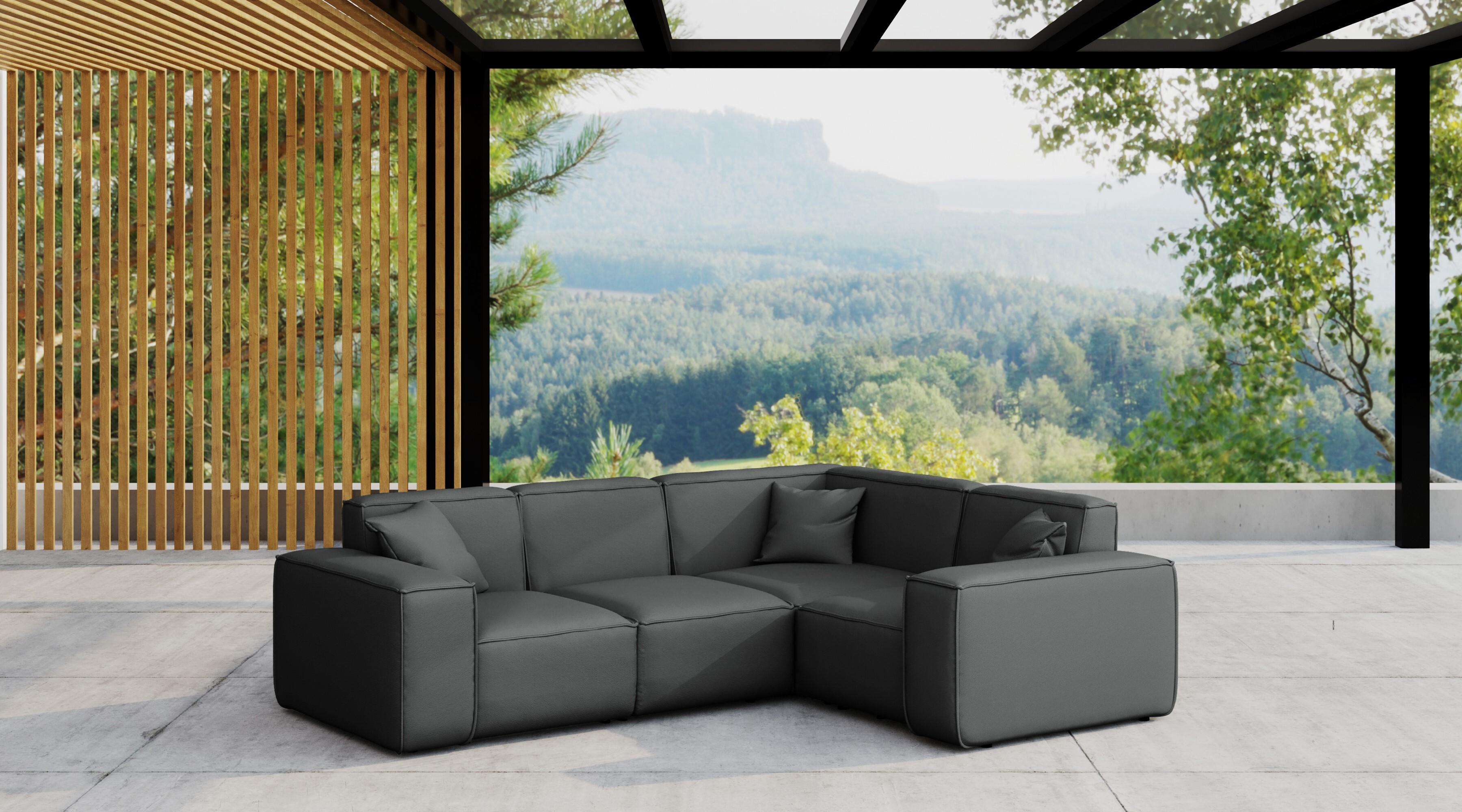 Kaiser Möbel, Gartenmöbel Ecksofa für den Garten MALIBU, die Terrasse, den Hof, gemütliche groß, Gartenmöbel eckcouch, ODYSSEY Anthrazit Rechts