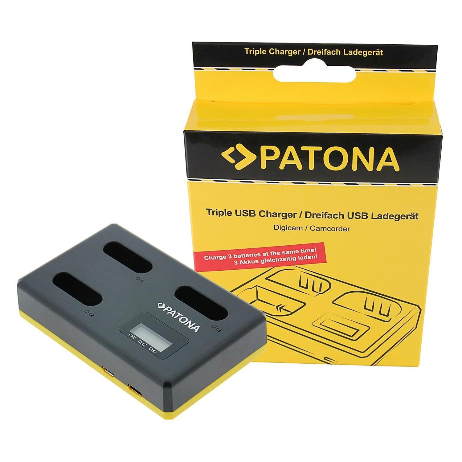 Patona Dreifach USB-Ladegerät Sony NP-BX1 (Kamera Akku Ladegerät) (1711)