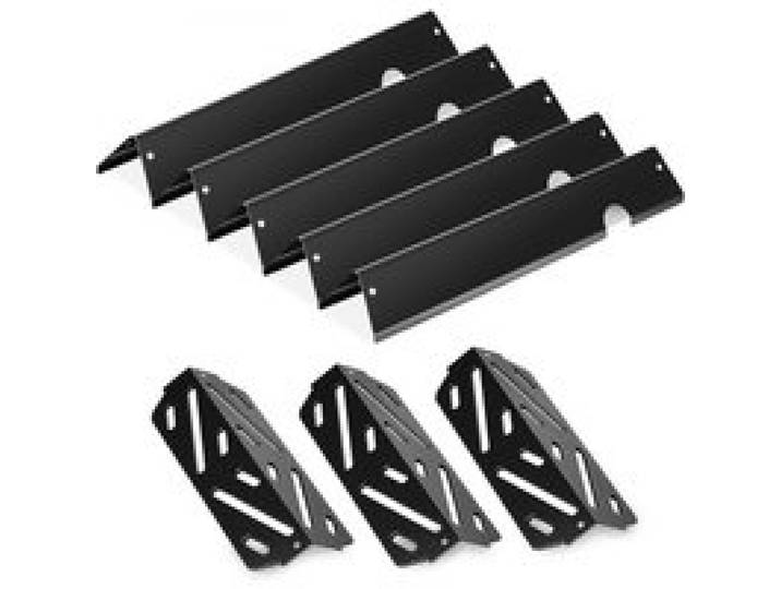 VEVOR 5 Flavorizer Bars (435 mm) + 3 Heizplatten (318 mm), Aromaschienen Flammenverteiler für Weber Genesis ll 310 315 335 340, E/S 325s, ES/SX 325s, E/S 335, EX/SX/EPX-335 Grills, dickere Heizplatte