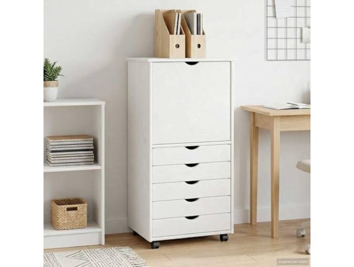 GPWERSDF Rollschrank Massivholz Kiefer Weiß 53 x 39 x 103 cm mit Schubladen Massivholz Kiefer, Weiß, Rollen, Schubladen, Türen, Regale, versenkte Griffe, pflegeleicht