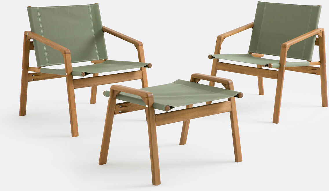 LA REDOUTE INTERIEURS Salon de jardin bas, en acacia, 2 places, 2 fauteuils et 1 repose-pieds, LIVIE