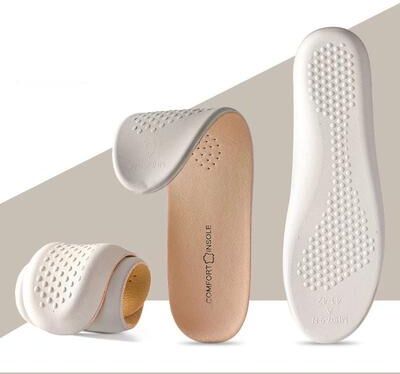 Uplifted Goods Soft Cowhide Latex Insoles For Comfort Shock Absorption And Odor Control sheep Apricot 3.5m 5w