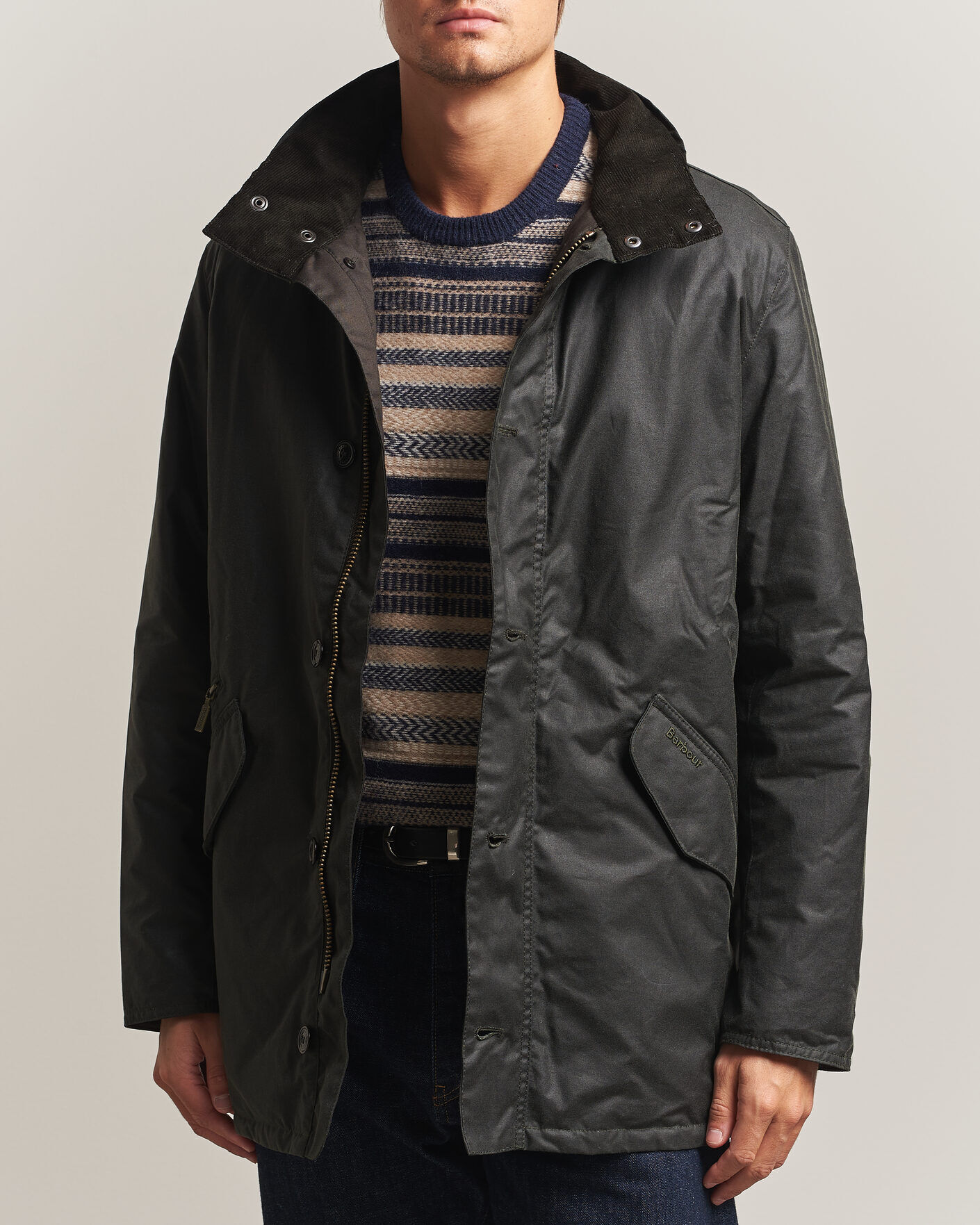 Barbour Lifestyle Modern Powell Wax Jacket Sage men M Grøn