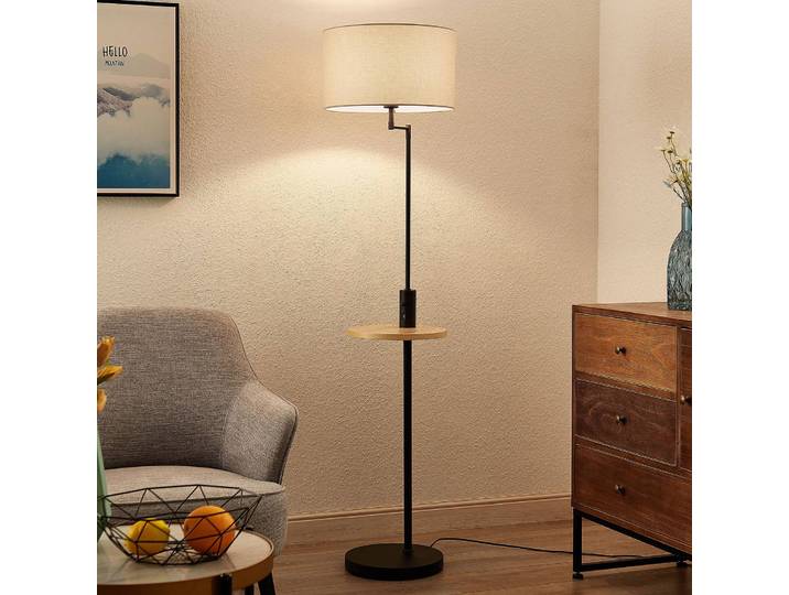 Stehlampe Zinia Lindby, schwarz, für Wohn- / Esszimmer, Metall, Modern, Stehlampe
