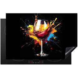 HERDABDECKPLATTE Wein - Glas - Graffiti - Getränk - Rot - Farbe Induktionsschutz 80x52.2 cm