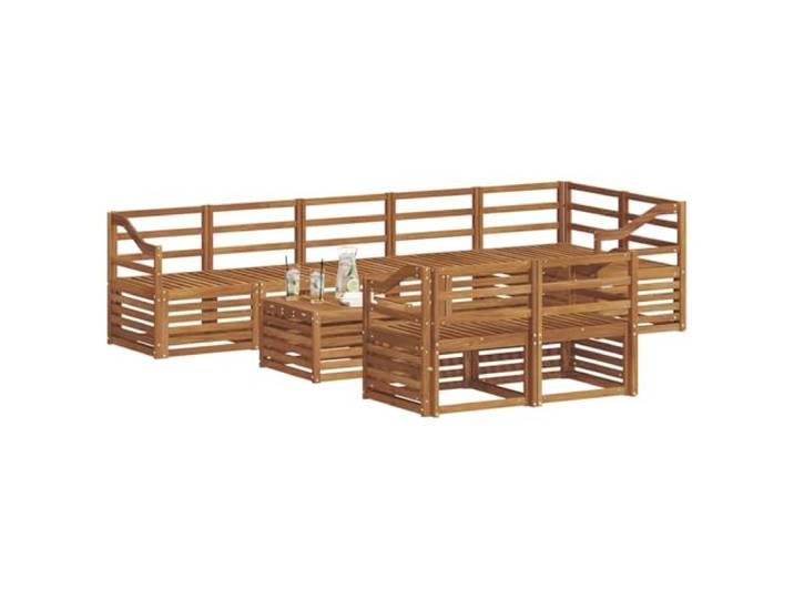 KTHLBRH 9-teiliges Sofaset aus massivem Akazienholz Modular, Lattenrost-Design, für den Außenbereich, pflegeleicht, 110 kg pro Stuhl