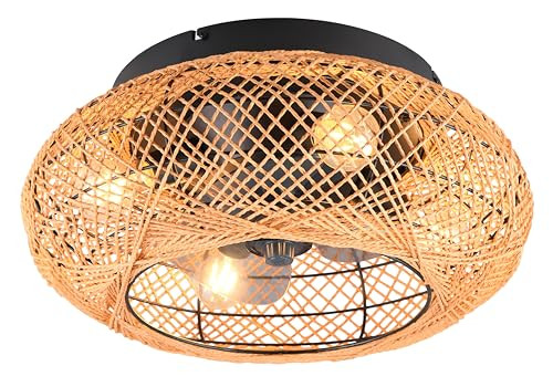 Reality by Trio Lillesand plafondlamp met afstandsbediening en timer, zwart en beige, Diameter: 50 cm