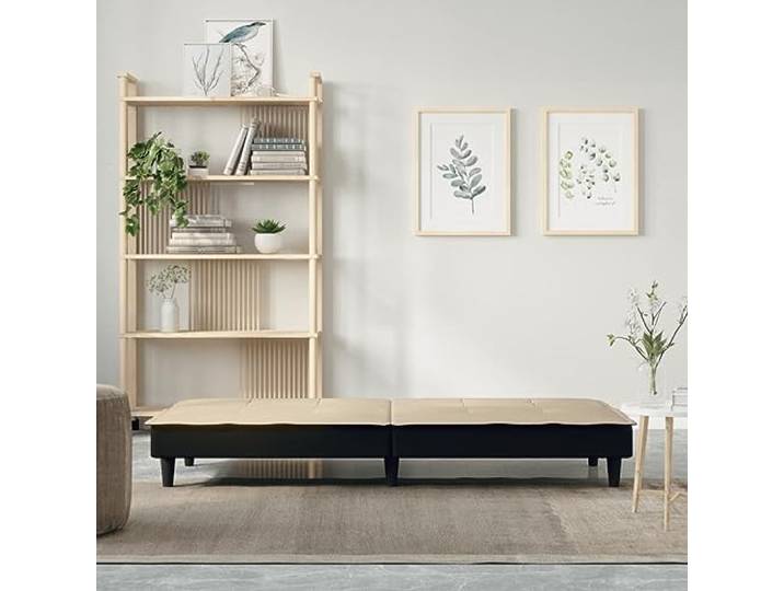 KTHLBRH Schlafsofa aus Stoff, Creme, 200 cm Verstellbare Rückenlehne, Struktur aus Sperrholz, Schaumstoff, maximale Belastung 110 kg