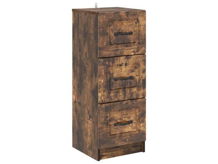 Schubladenschrank aus Holz, Rauch-Finish, 33 x 34,5 x 87 cm Flexible Aufbewahrung, Bow-Griffe, rechteckiges Design, einfache Wartung, Holz