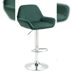 Décoshop26 - Barhocker x1 in grünem gepolstertem Samt mit verchromtem Metallfuß in Trompetenform TDB10431