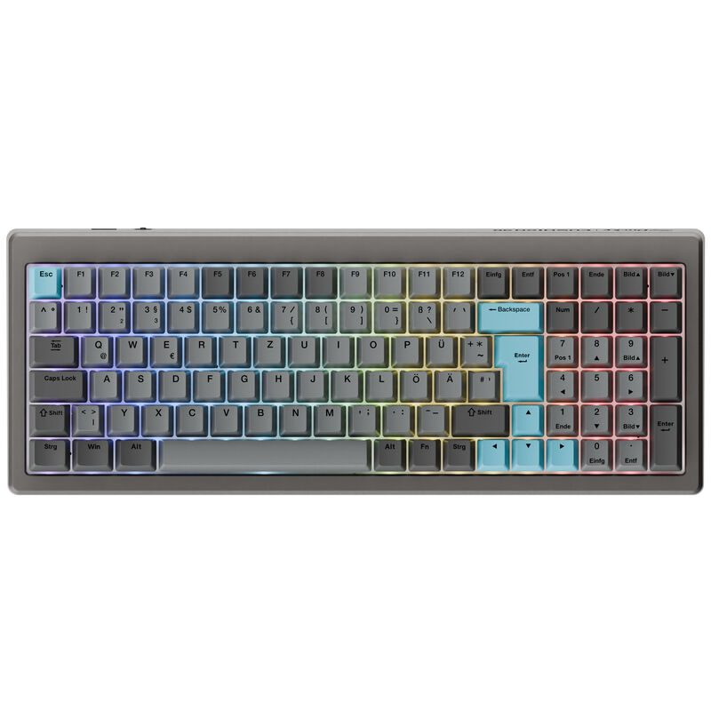 Ducky Cushion 98 Gaming-Tastatur, 96%, DE-Layout (ISO), Shush Red Switches - Nickel