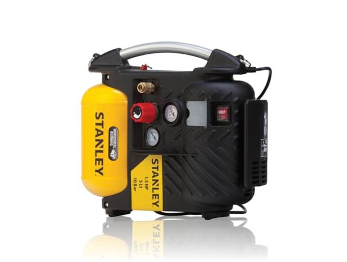 Stanley Compressor DN200/10/5 - Luchtcompressor 10 Bar - 5L - 180L/Min - Draagbare Luchtpomp met Handvat en Draagriem - Geel -