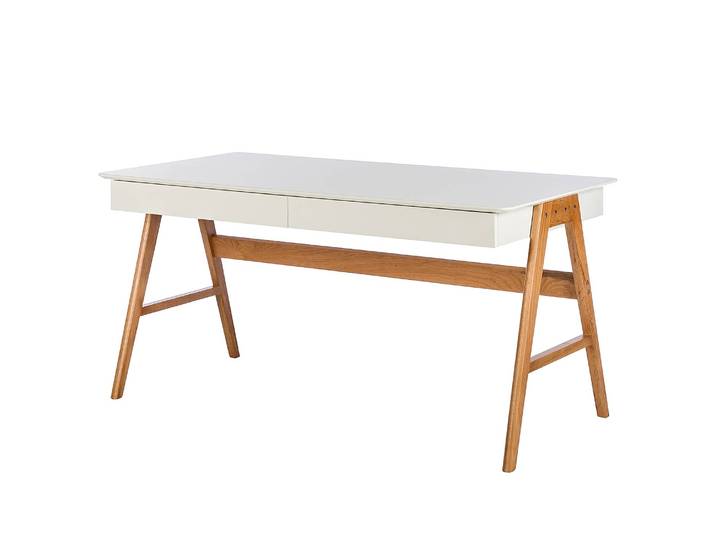 Bureau Branno 150cm Blanc/Blanc/Chêne