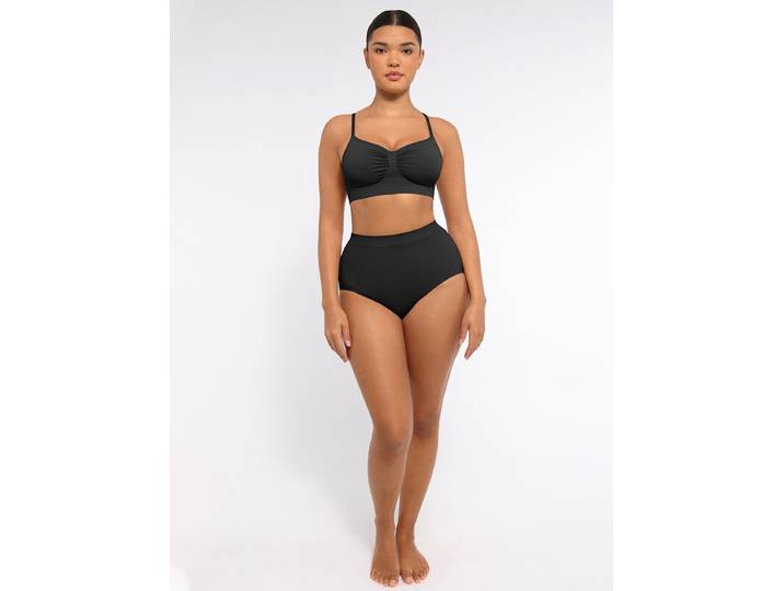 Feelingirl Soutien-gorge sans armature quotidien, non doublé, doux, Noir, XL
