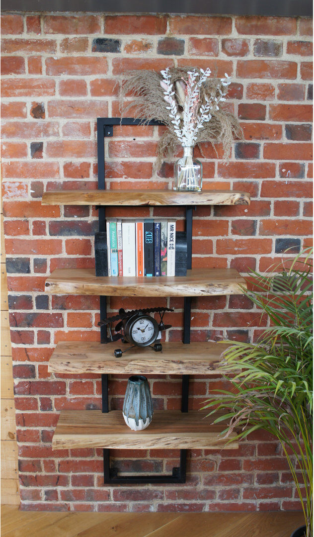 Rio Akien 4 Piece Floating Shelf with Live Edge Natural 152cm H X 71cm W X 25cm D