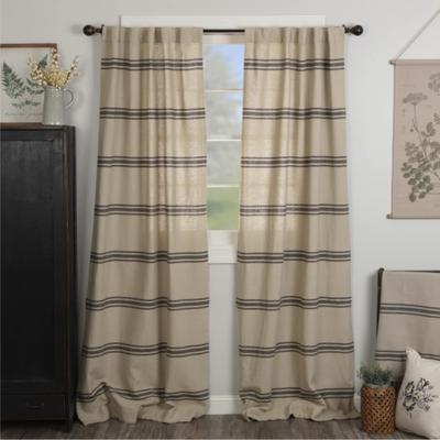 VHC Brands Mill House Stripe Black Panel Set of 2