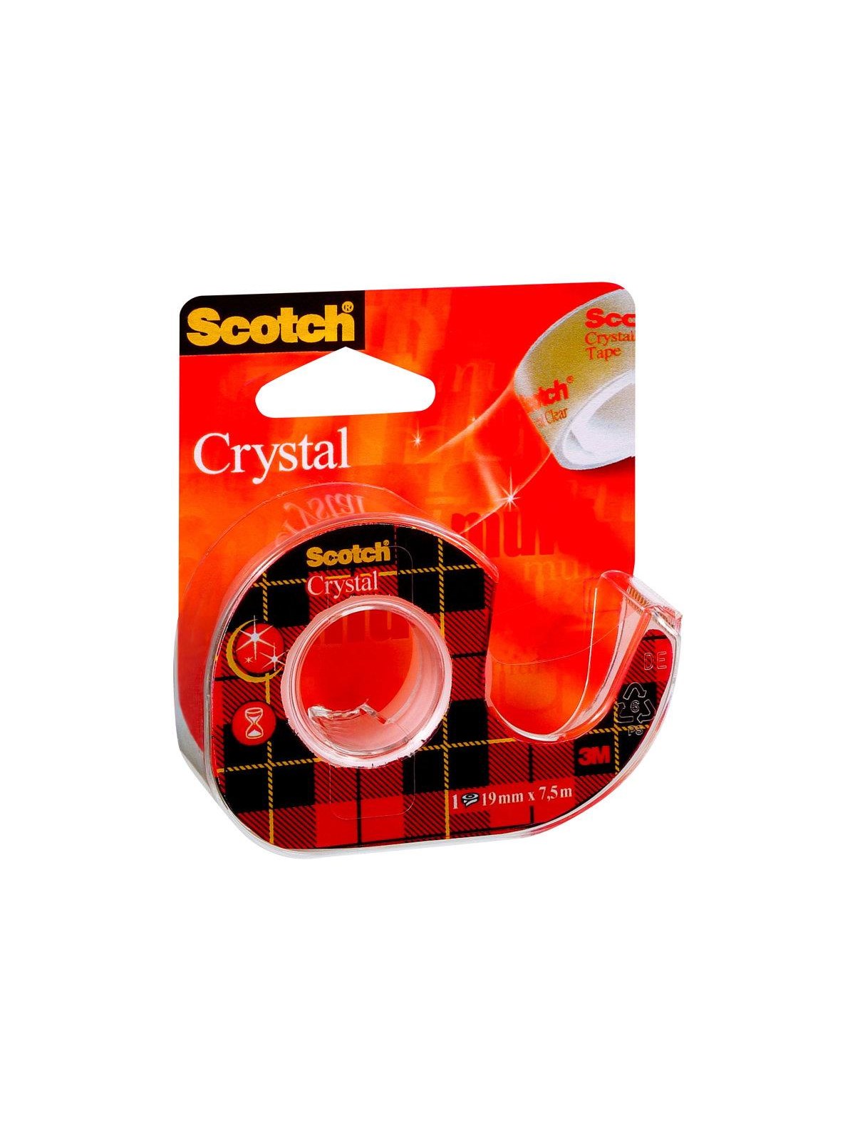 3M Scotch Crystal - dispenser with office tape - 19 mm x 7.5 m - clear tape