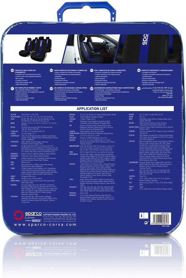 SPARCO SPC1011 Couverture de siège couleur Bleu, noir