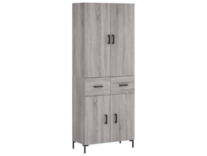GHVBNMF Highboard Grau Sonoma 69,5x34x180 cm Holzwerkstoff Schrank Elegantes Standregal fürs Wohnzimmer mit Metallfüßen und Schranktüren für ordentliche Aufbewahrung in Grau Sonoma Optik.