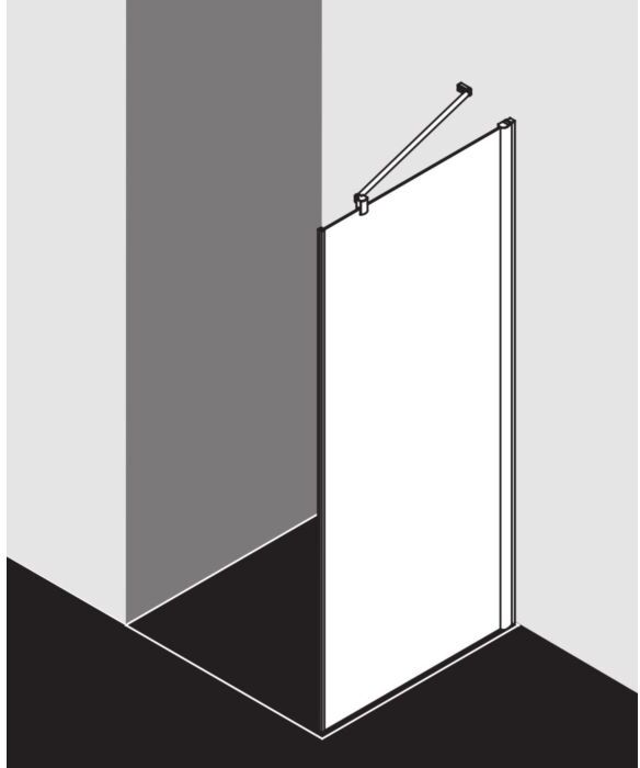 Kermi Pega Seitenwand PETWO09318VAK 93x185cm, silber hochglanz, ESG klar, auf Duschplatz