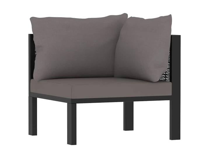 vidaXL Sofa-Eckelement Mit Linker Armlehne Poly Rattan Anthrazit, Kunststoff, Rechteckig, 68x64x68 cm, Gartenmöbel, Loungemöbel, Gartensofas & Loungesofas