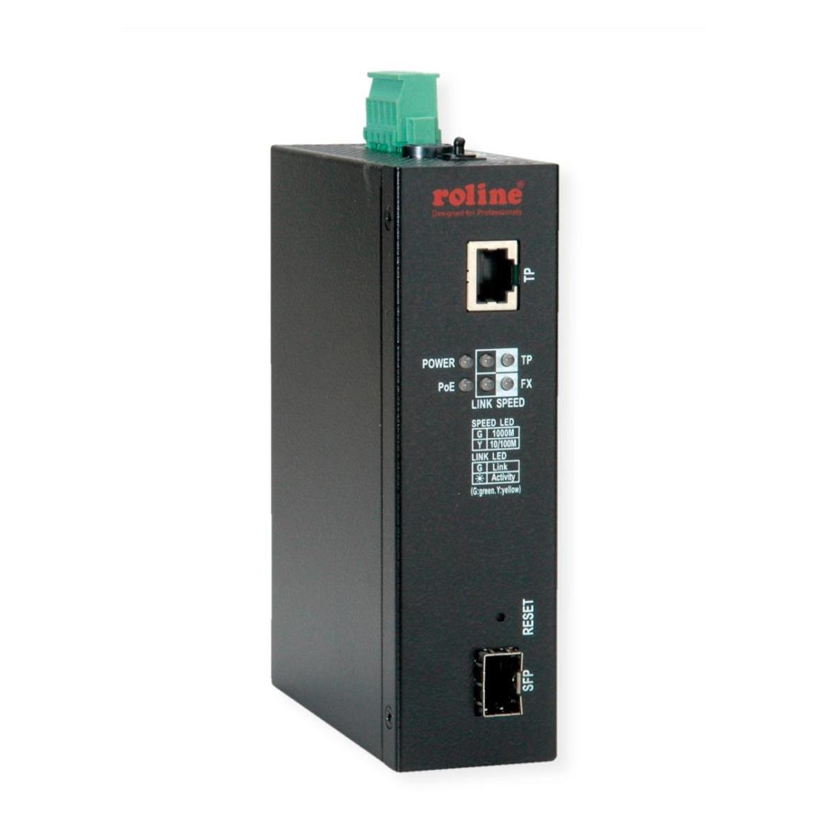 Roline Industrie Konverter Gigabit Ethernet - Dual Speed 100/1000 Fiber, mit PoE Funktion (21.13.1135)