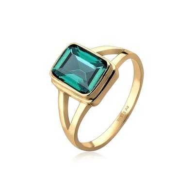 Silberring ELLI "Ring Neuheit Solitär Quarz Grün 925 Silber" Gr. 52, gold, Fingerringe, Damen, 52, Silber 925 (Sterlingsilber), Silberring
