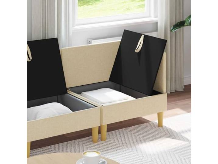 KTHLBRH Modulares 3-Sitzer-Sofa-Set, cremefarben, mit Stauraum Eckiges Design, langlebiger Stoff, abnehmbare Bezüge, einfache Reinigung