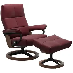 Stressless Sessel mit Hocker David Signature Leder Rot Batick Bordeaux L (Large)